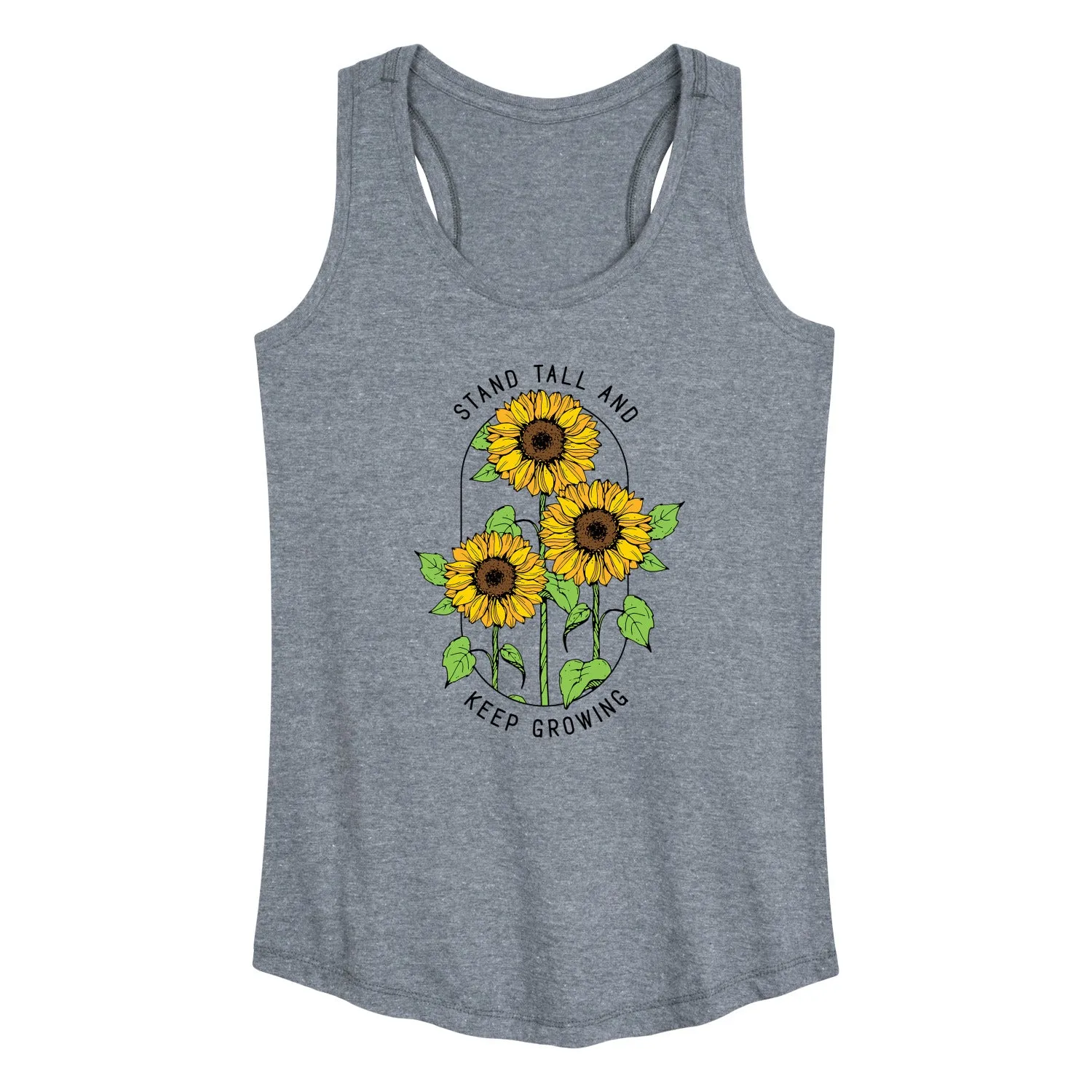 Instant Message - Inspirational - Stand Tall & Keep Growing - Sunflower - Women's Racerback Tank Top sold by Zulily product image thumbnail 2