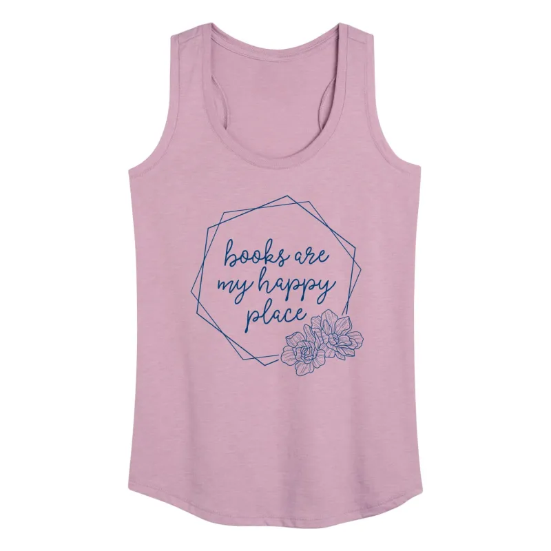Instant Message - Books Are My Happy Place - Women's Racerback Tank Top sold by Zulily