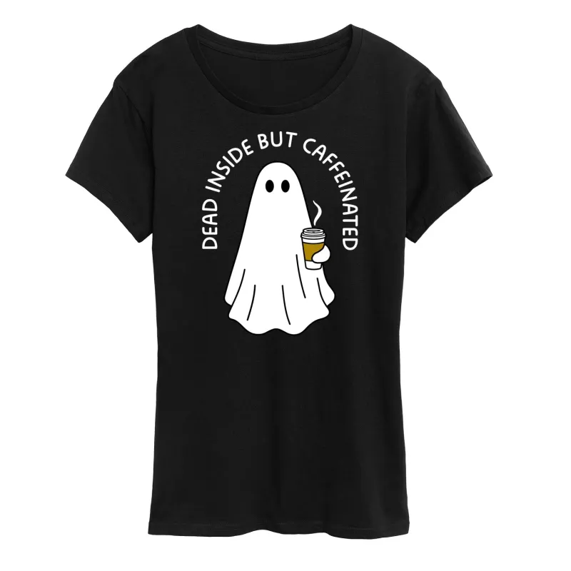 Instant Message - Dead Inside Caffeinated Ghost - Women's Short Sleeve Graphic T-Shirt sold by Zulily