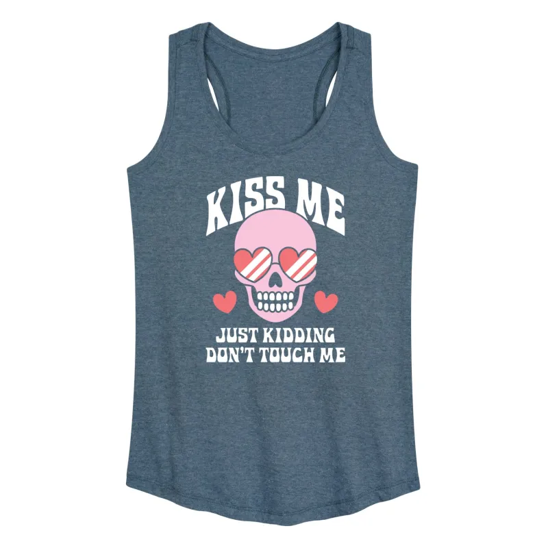 Instant Message - Valentine's Day Kiss Me Just Kidding - Women's Racerback Tank Top sold by Zulily