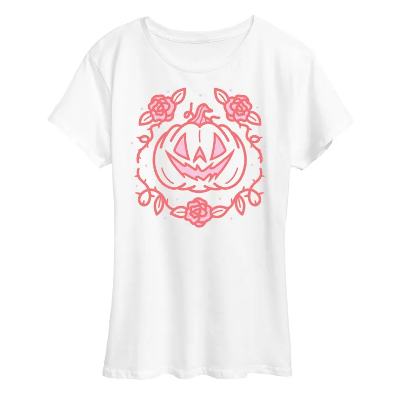 Instant Message - Coquette Halloween Pumpkin Rose - Coquette Halloween - Womens Short Sleeve Graphic T-Shirt sold by Zulily