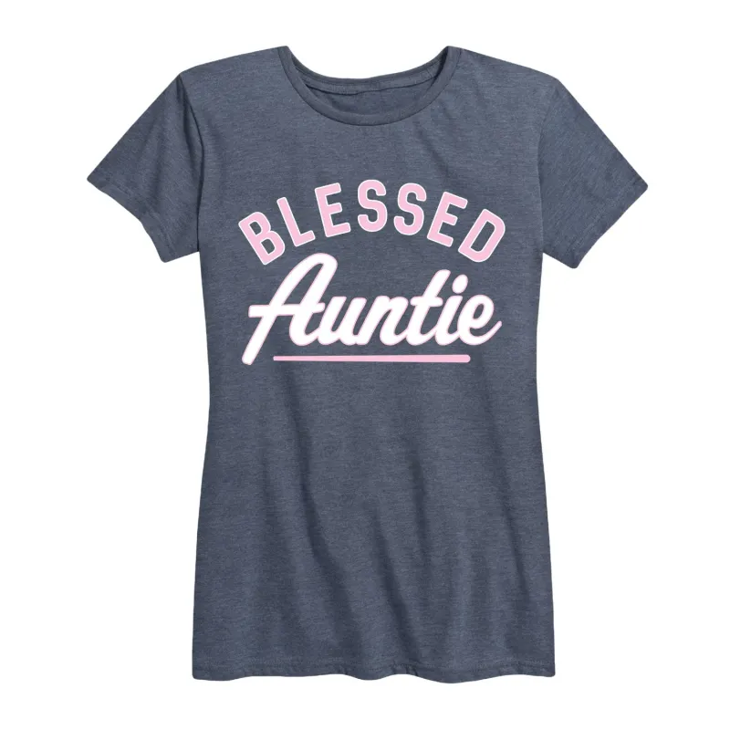 Instant Message - Blessed Auntie - Aunt Uncle - Women's Short Sleeve Graphic T-Shirt sold by Zulily