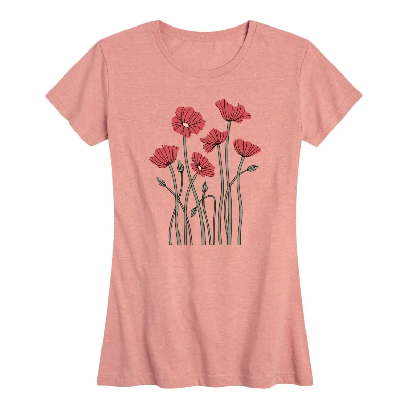 Instant Message - Abstract Poppies - Women's Short Sleeve Graphic T-Shirt sold by Zulily