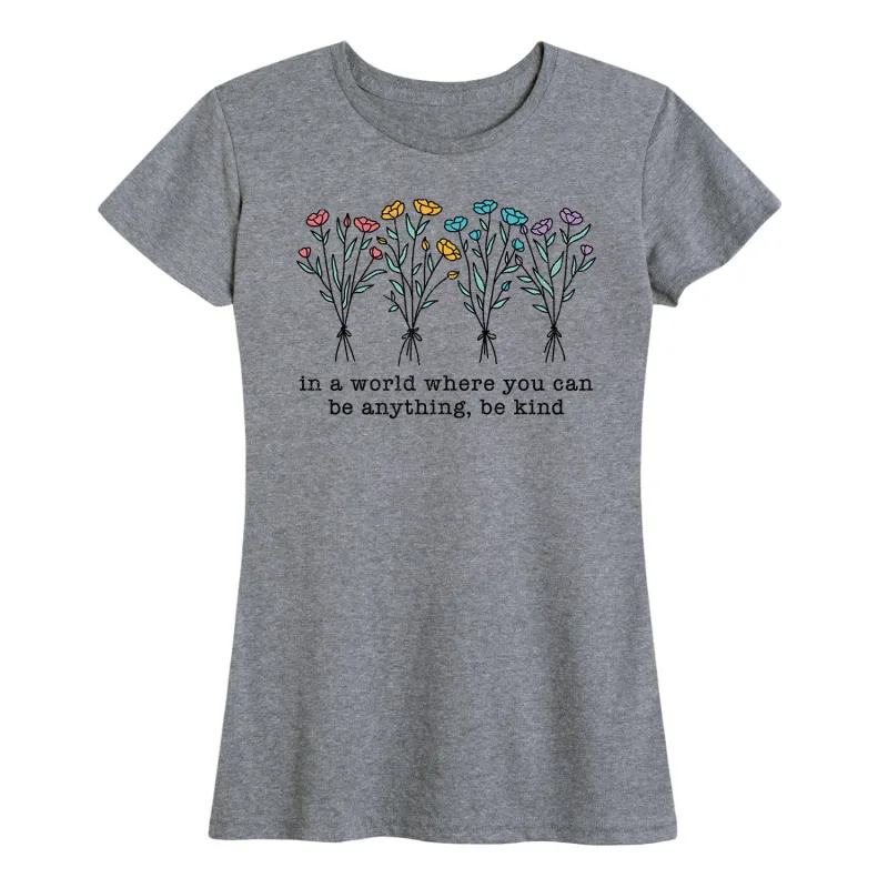 Instant Message - Be Kind Rainbow Flowers - Women's Short Sleeve Graphic T-Shirt sold by Zulily