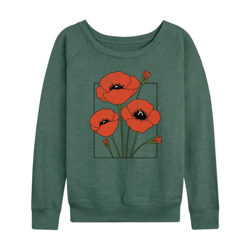 Instant Message - Spring - Framed Poppy Flowers - Women's Lightweight French Terry Long Sleeve Shirt sold by Zulily