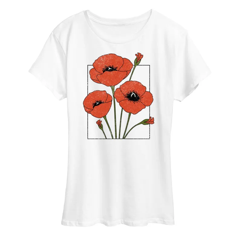 Instant Message - Spring - Framed Poppy Flowers - Women's Short Sleeve Graphic T-Shirt sold by Zulily