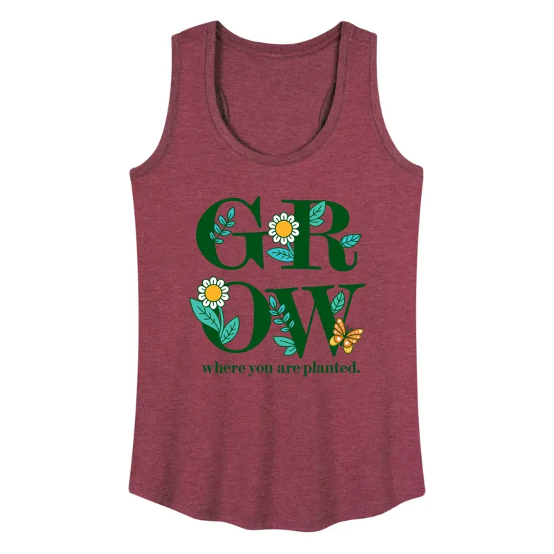 Instant Message - Spring - GROW Where You Are Planted - Women's Racerback Tank Top sold by Zulily