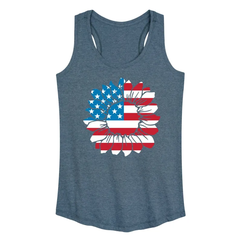 Instant Message - American Flag Sunflower - Women's Racerback Tank Top sold by Zulily