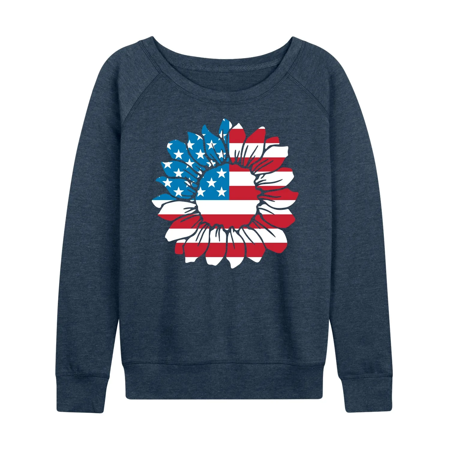 Instant Message - American Flag Sunflower - Women's Lightweight French Terry Long Sleeve Shirt sold by Zulily product image thumbnail 2