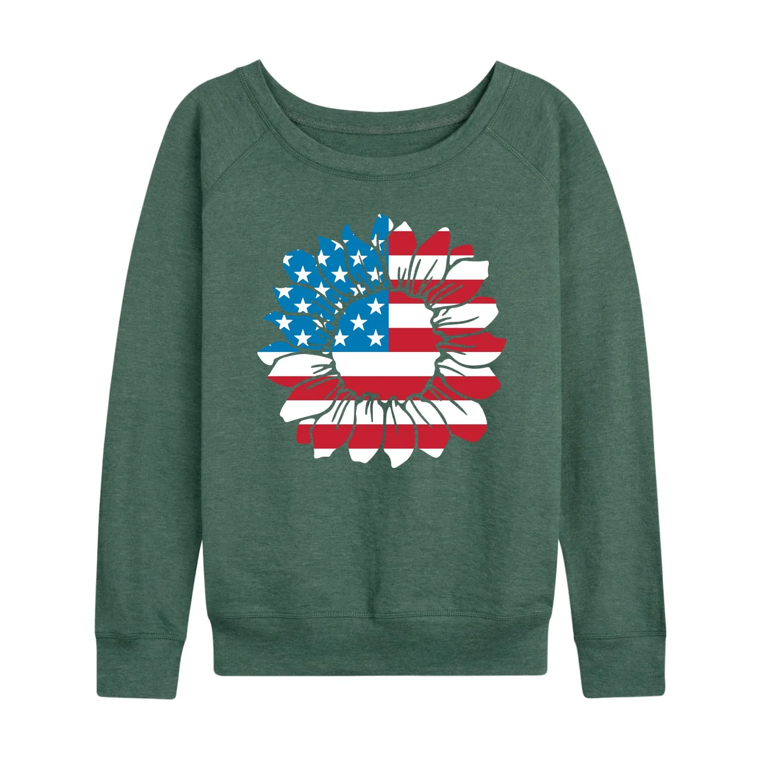 Instant Message - American Flag Sunflower - Women's Lightweight French Terry Long Sleeve Shirt sold by Zulily product image thumbnail 3