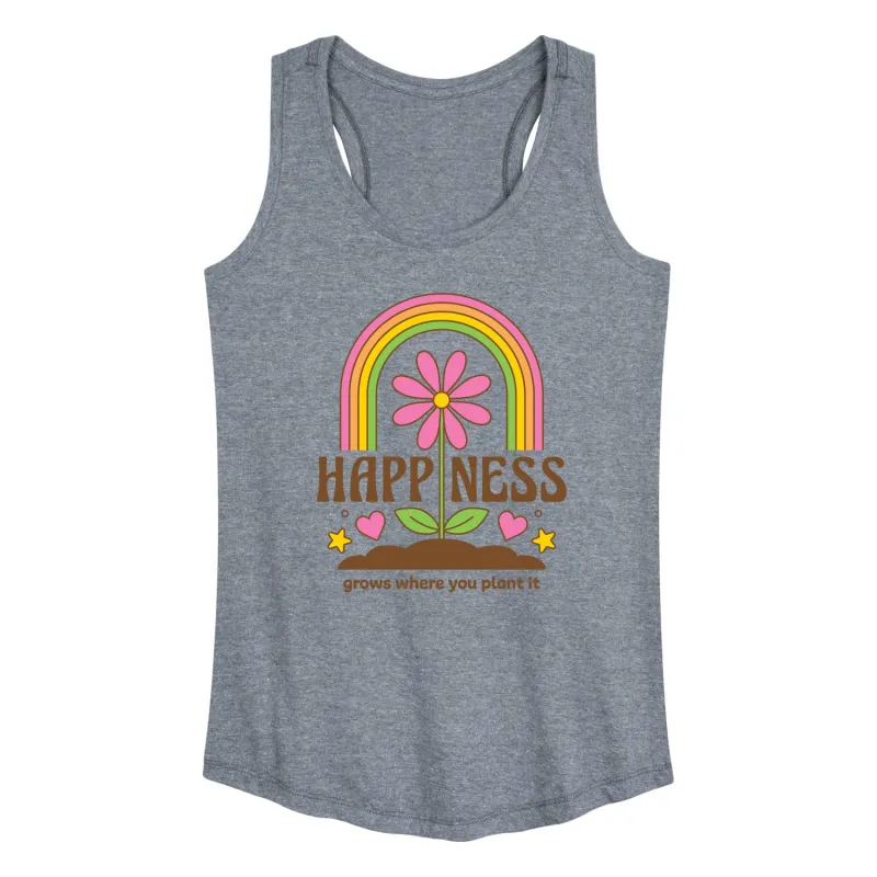 Instant Message - Inspirational - Happiness Grows Where You Plant It - Women's Racerback Tank Top sold by Zulily