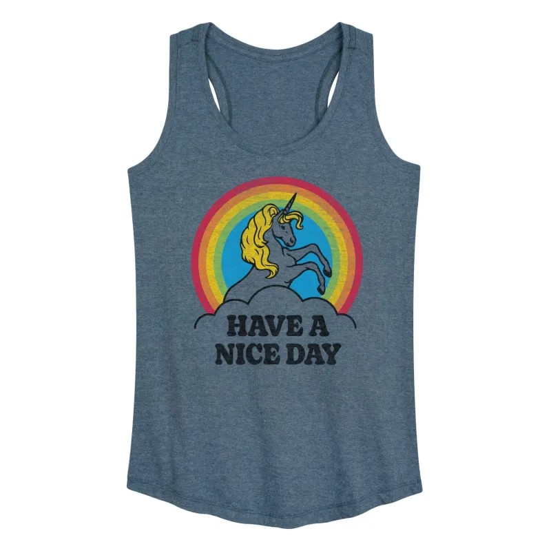 Instant Message - Unicorn Have A Nice Day - Women's Racerback Tank Top sold by Zulily