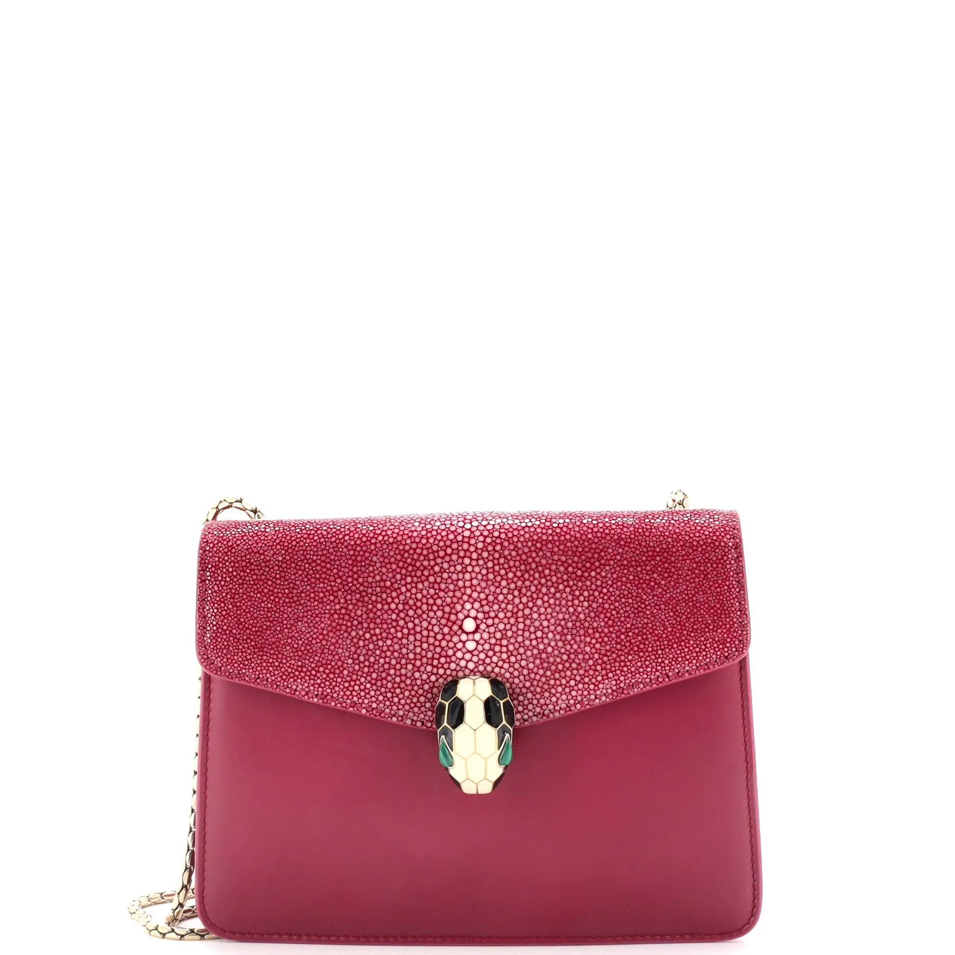 Pre-Loved Bvlgari Serpenti Forever Square Shoulder Bag Leather and Stingray Small sold by Zulily