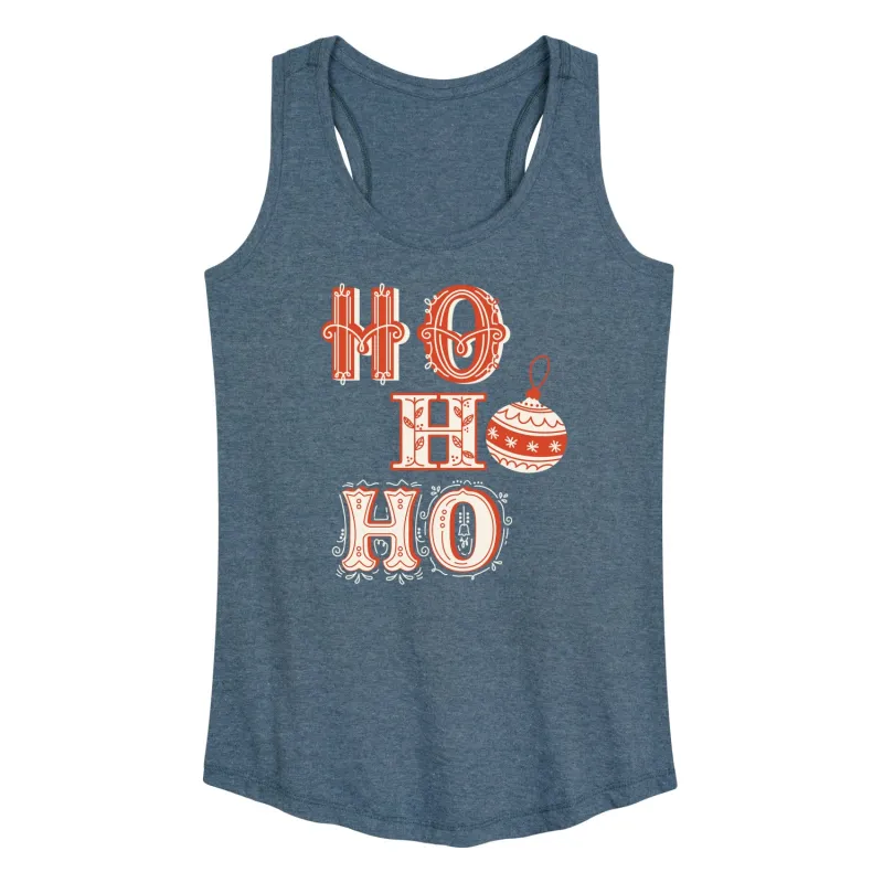 Instant Message - Christmas - Ho Ho Ho Ornament - Women's Racerback Tank Top sold by Zulily