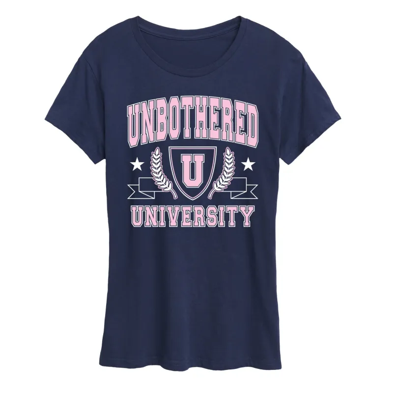 Instant Message - Unbothered University - Women's Short Sleeve Graphic T-Shirt sold by Zulily