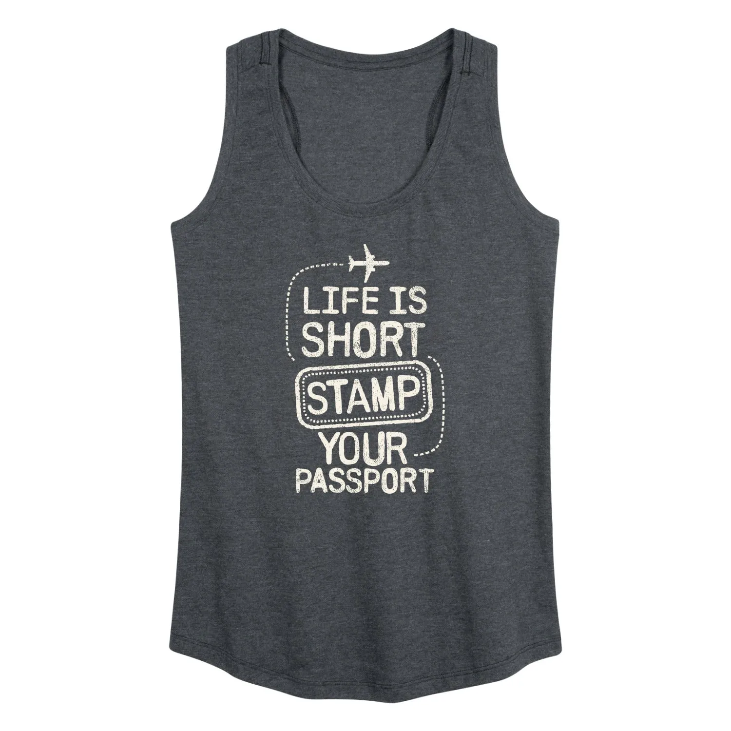 Instant Message - Life Is Short; Stamp Your Passport - Women's Racerback Tank Top sold by Zulily product image thumbnail 2