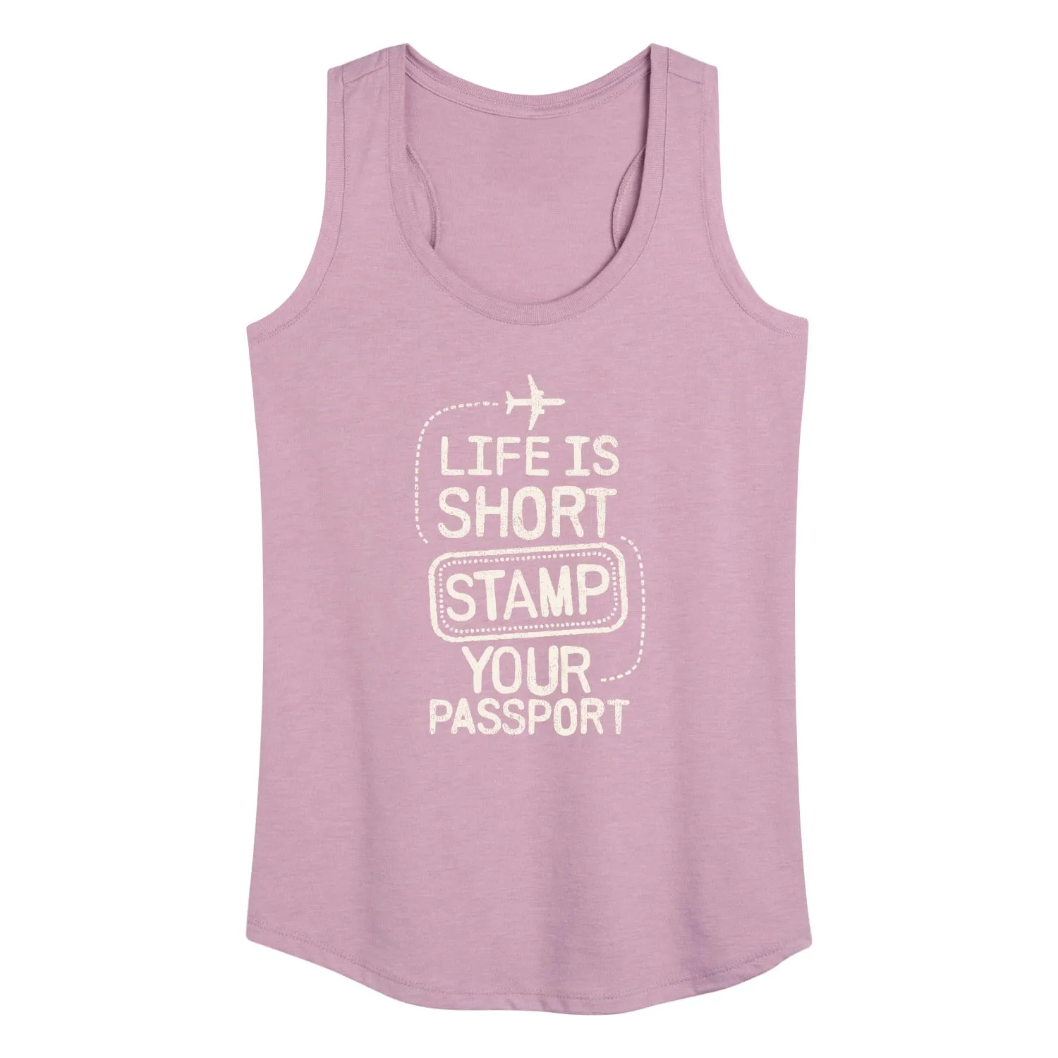 Instant Message - Life Is Short; Stamp Your Passport - Women's Racerback Tank Top sold by Zulily product image thumbnail 3