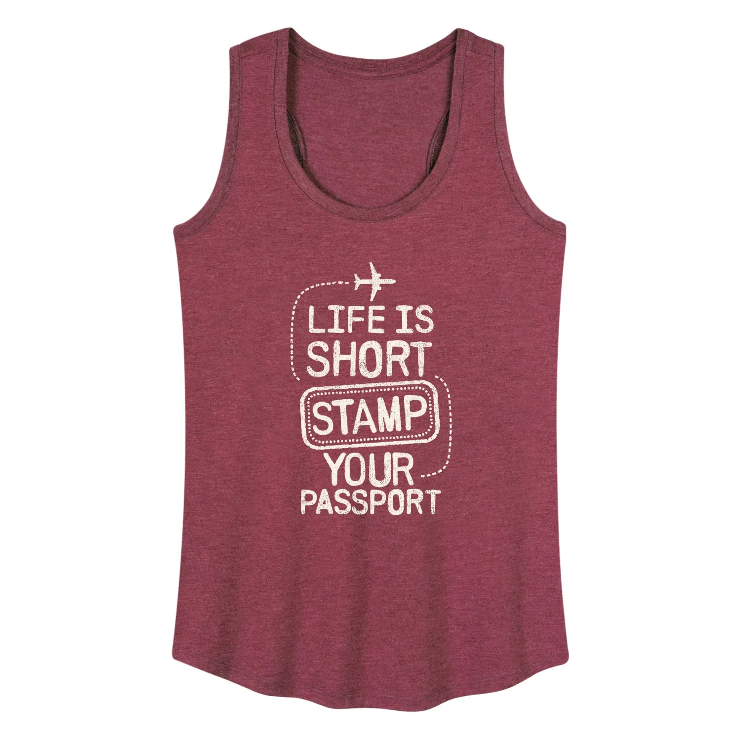 Instant Message - Life Is Short; Stamp Your Passport - Women's Racerback Tank Top sold by Zulily product image thumbnail 4