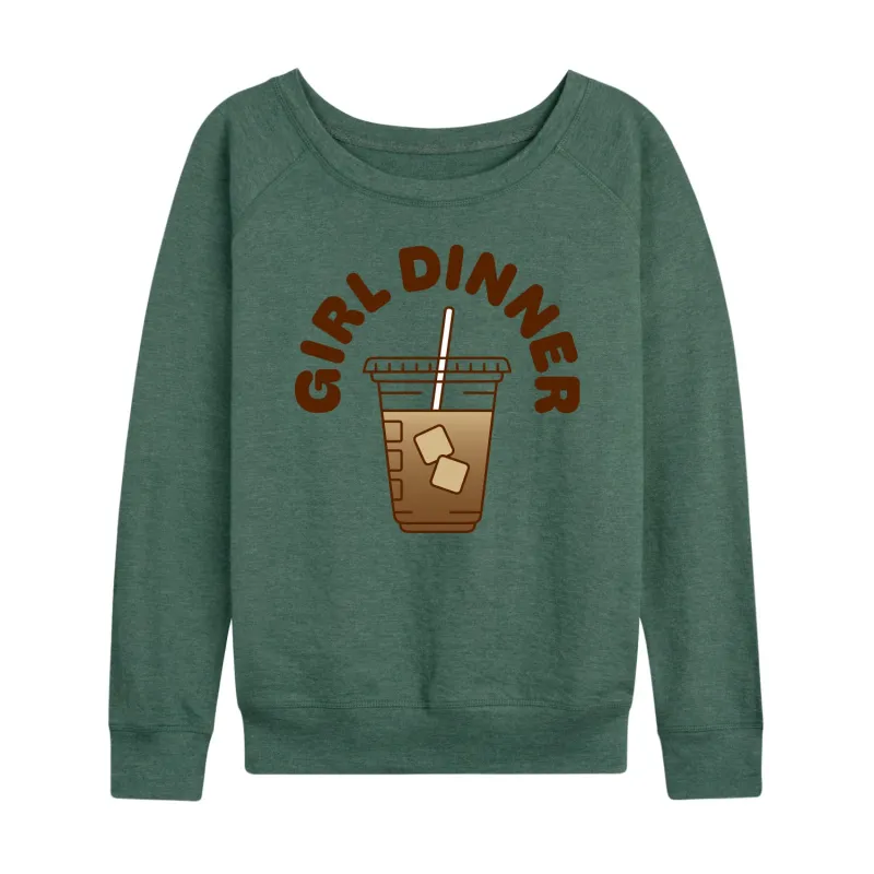 Instant Message - Iced Coffee Girl Dinner - Women's Lightweight French Terry Long Sleeve Shirt sold by Zulily