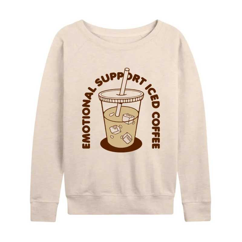 Instant Message - Emotional Support Iced Coffee - Women's Lightweight French Terry Long Sleeve Shirt sold by Zulily