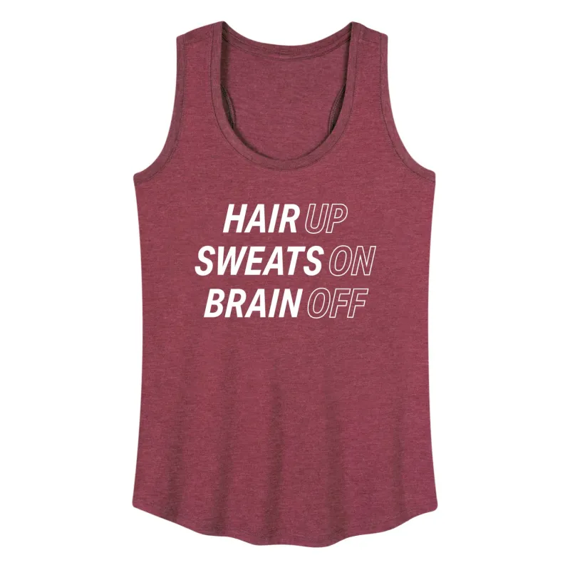 Instant Message - Hair Up Sweats On Brain Off - Women's Racerback Tank Top sold by Zulily