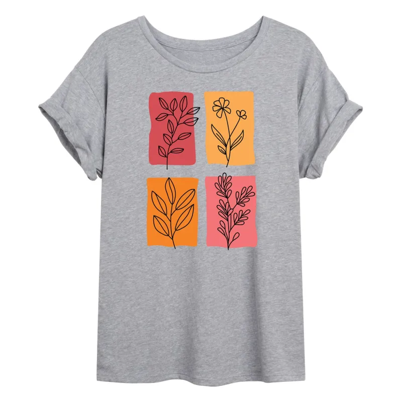 Instant Message - Floral Color Blocks - Women's Oversized Graphic T-shirt sold by Zulily