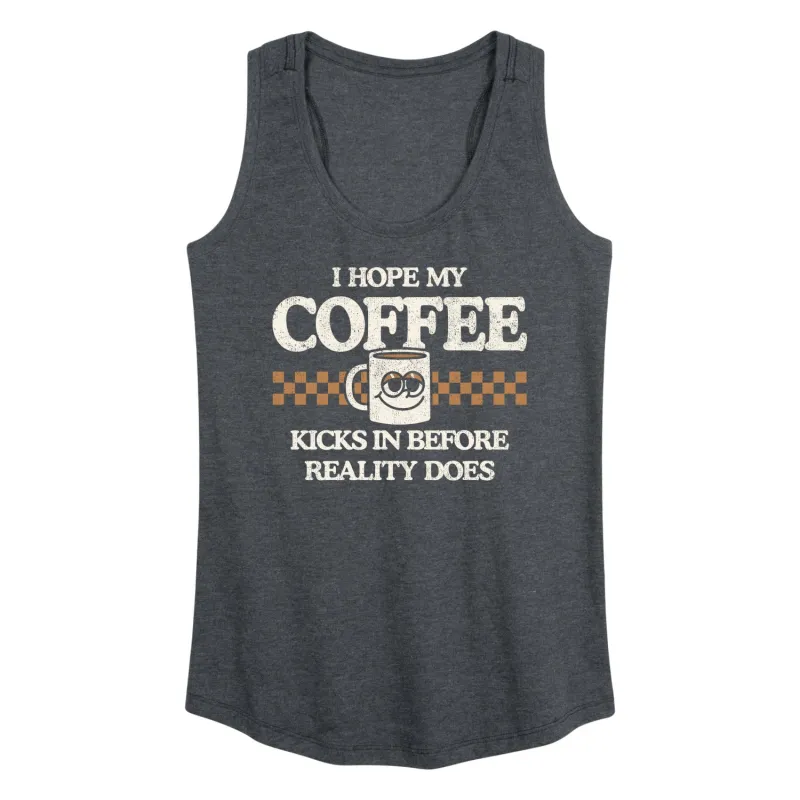 Instant Message - Hope My Coffee Kicks In - Women's Racerback Tank Top sold by Zulily