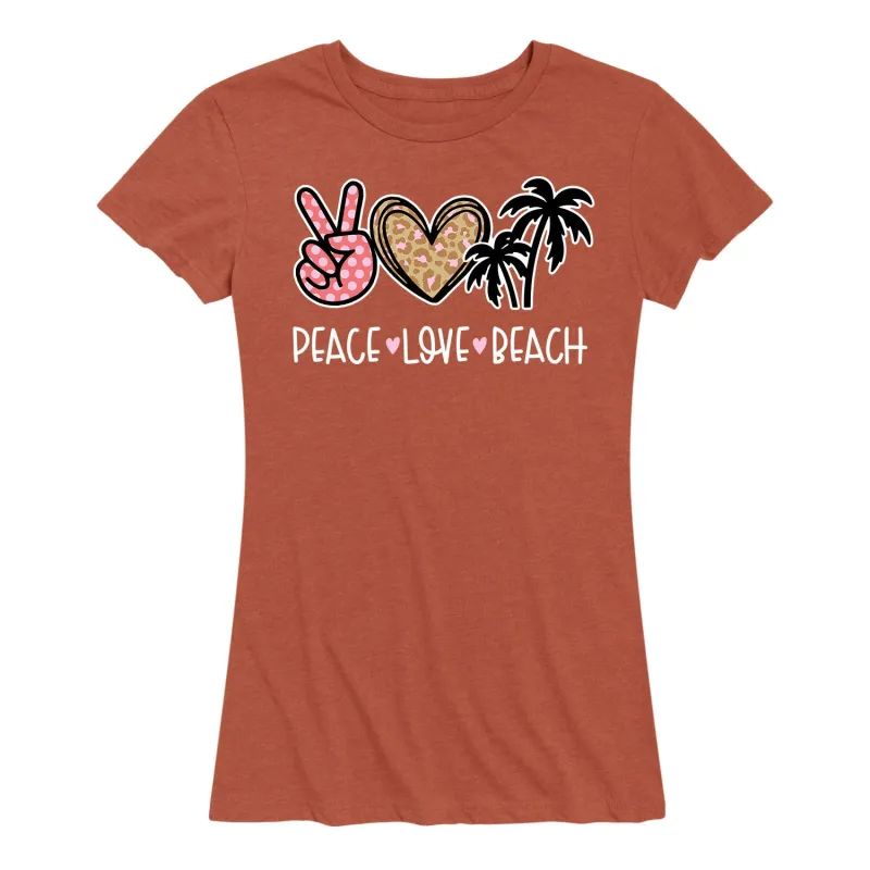 Instant Message - Peace Love Beach - Women's Short Sleeve Graphic T-Shirt sold by Zulily