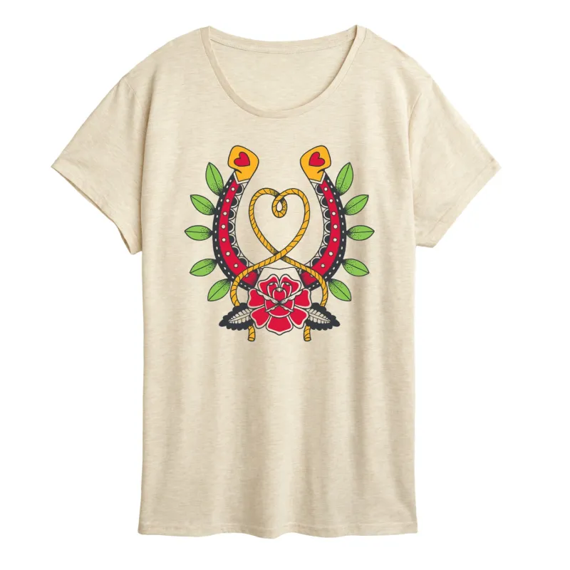 Country Casuals - Goth Western Horseshoe - Women's Short Sleeve Graphic T-Shirt sold by Zulily