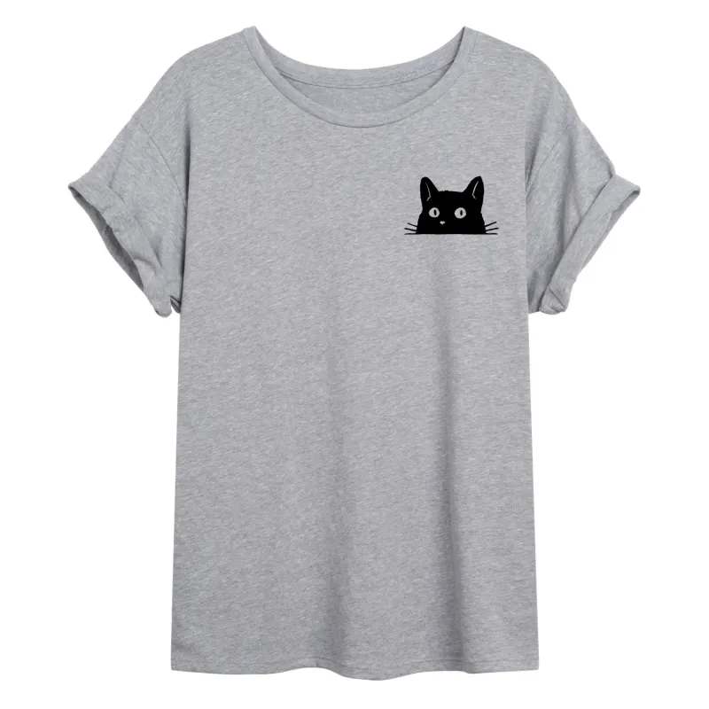 Instant Message - Cat Peeking - Women's Oversized Graphic T-shirt sold by Zulily