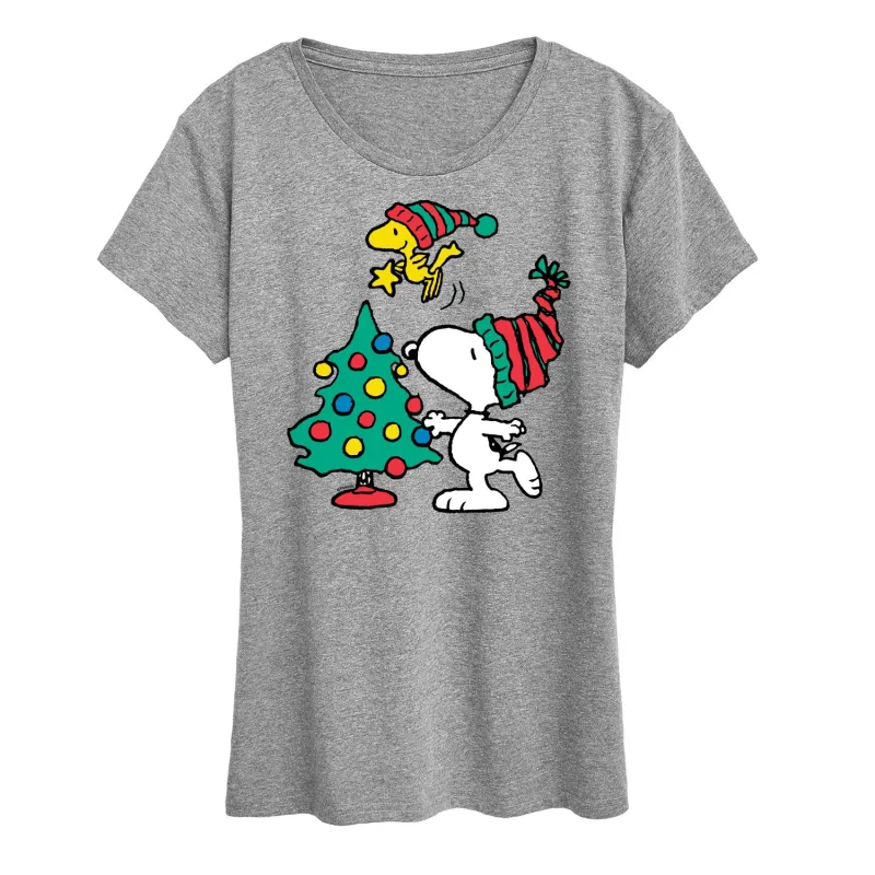 Peanuts - Snoopy Woodstock Tree - Women's Short Sleeve Graphic T-Shirt sold by Zulily