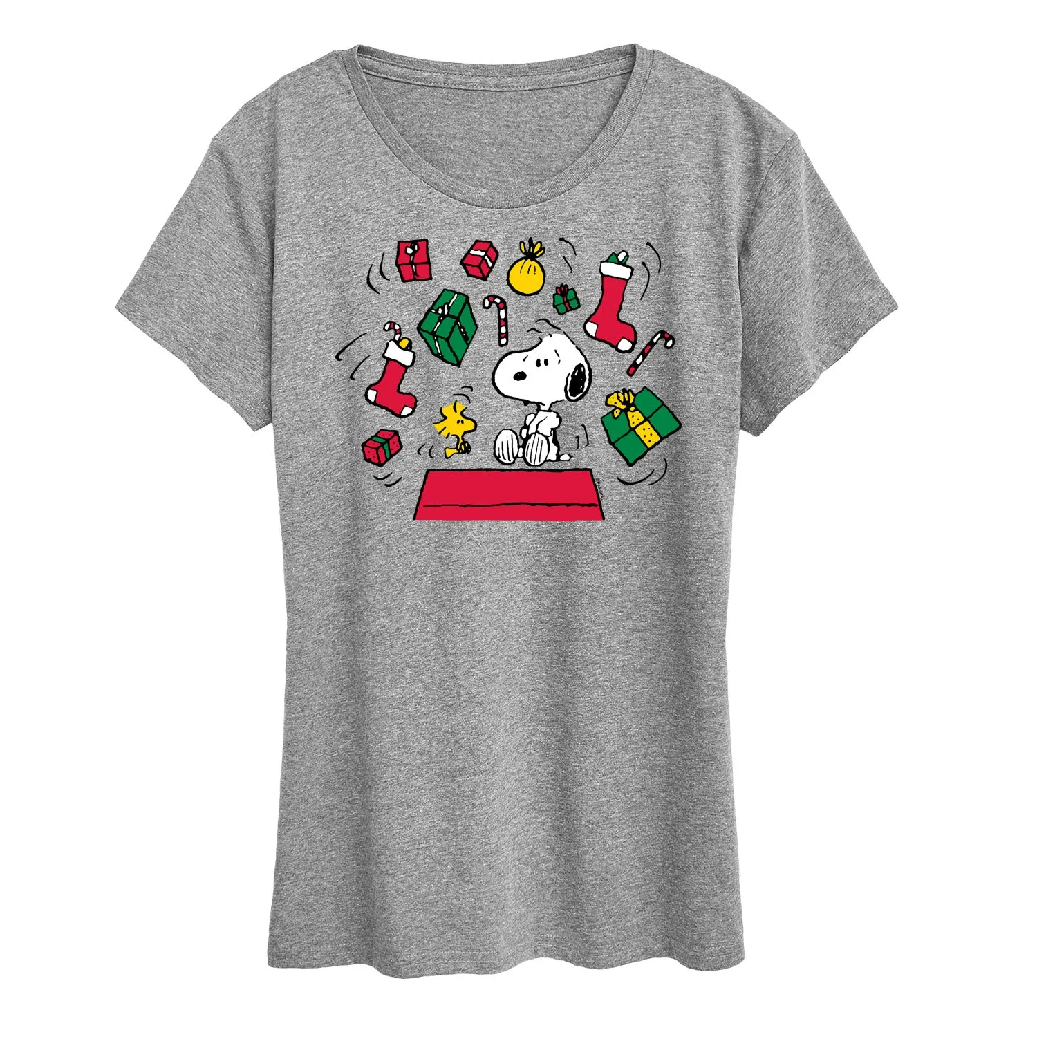 Peanuts - Snoopy And Woodstock Christmas Overload - Women's Short Sleeve Graphic T-Shirt sold by Zulily