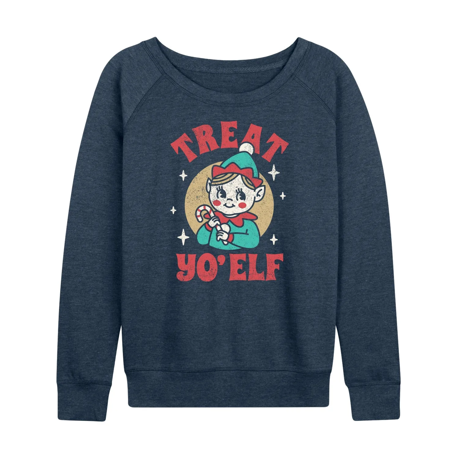 Instant Message - Treat Yo Elf Christmas - Women's Lightweight French Terry Long Sleeve Shirt sold by Zulily product image thumbnail 2