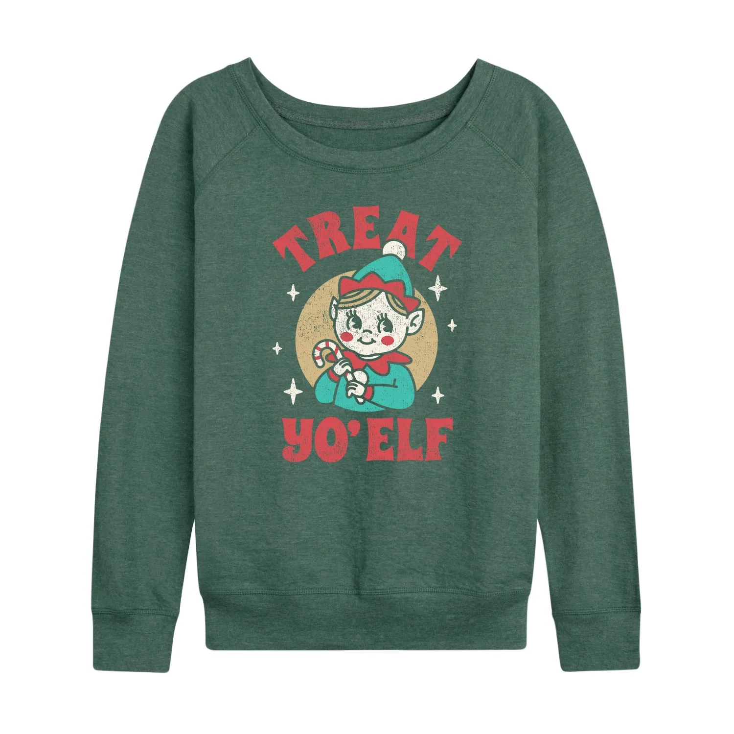 Instant Message - Treat Yo Elf Christmas - Women's Lightweight French Terry Long Sleeve Shirt sold by Zulily product image thumbnail 3