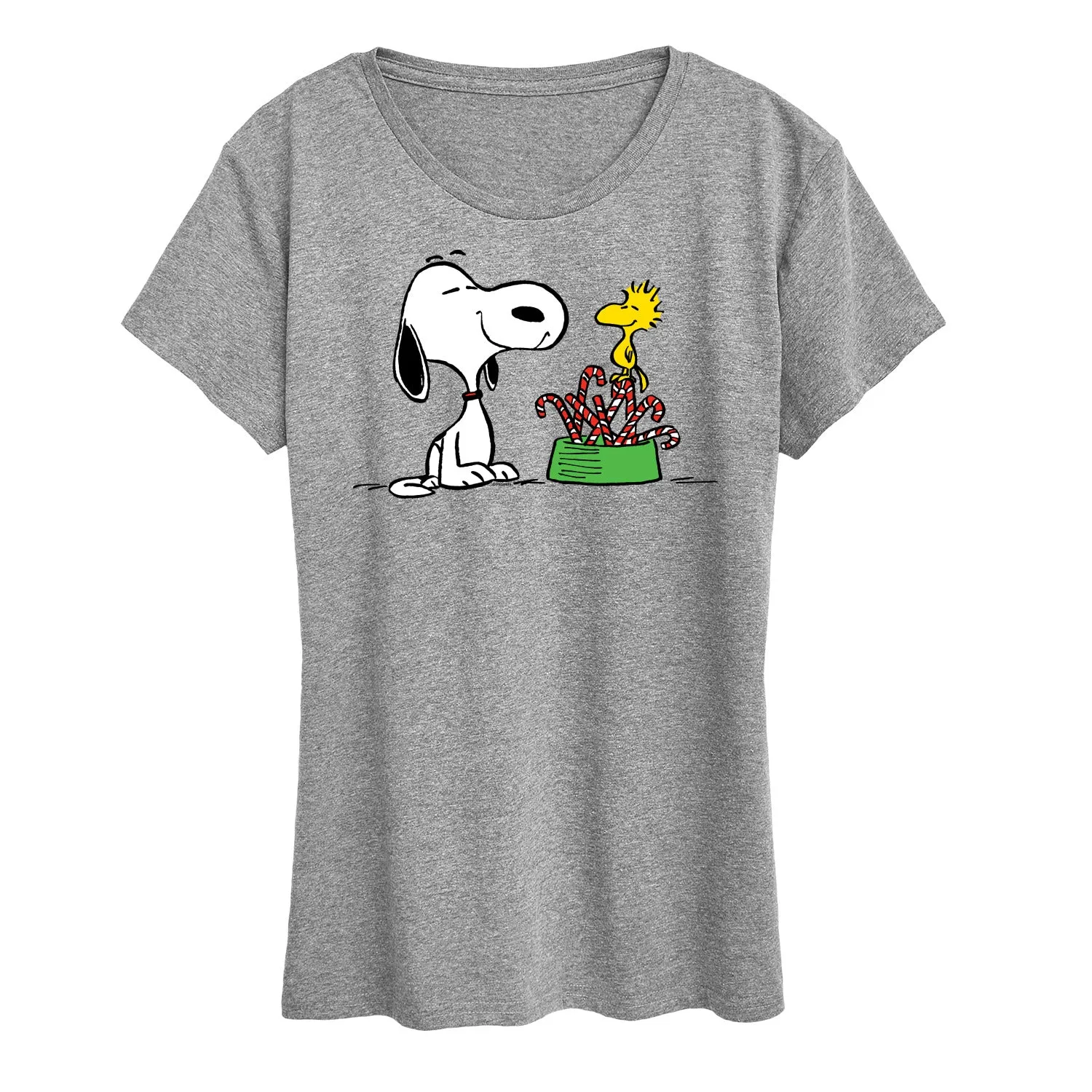 Peanuts - Snoopy Woodstock Candy Canes Christmas - Women's Short Sleeve Graphic T-Shirt sold by Zulily