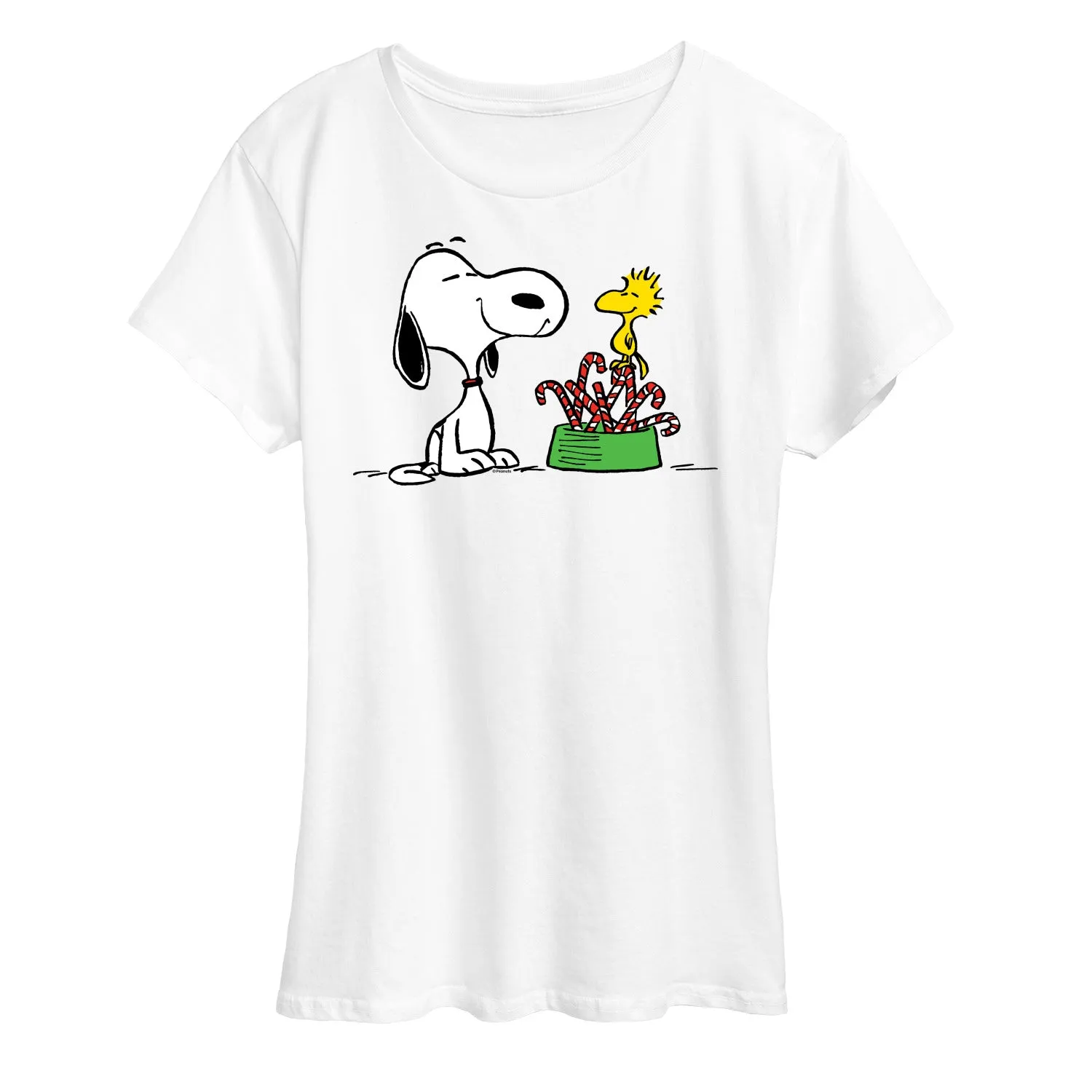 Peanuts - Snoopy Woodstock Candy Canes Christmas - Women's Short Sleeve Graphic T-Shirt sold by Zulily product image thumbnail 2