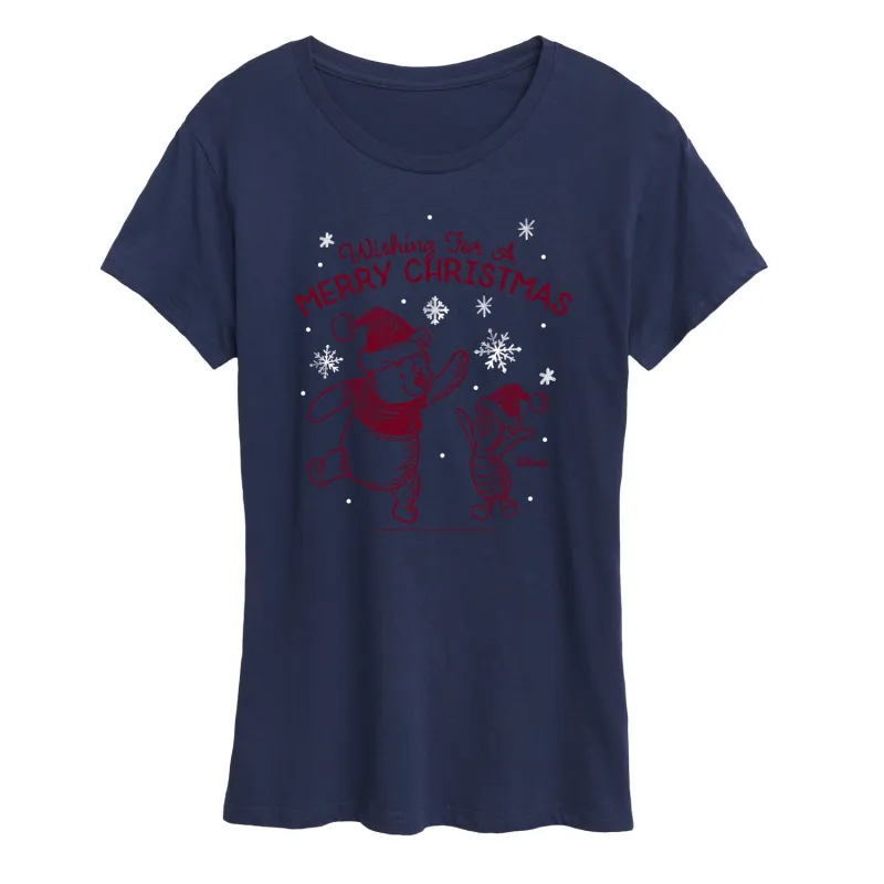 Disney Winnie The Pooh - Wishing For A Merry Christmas - Women's Short Sleeve Graphic T-Shirt sold by Zulily