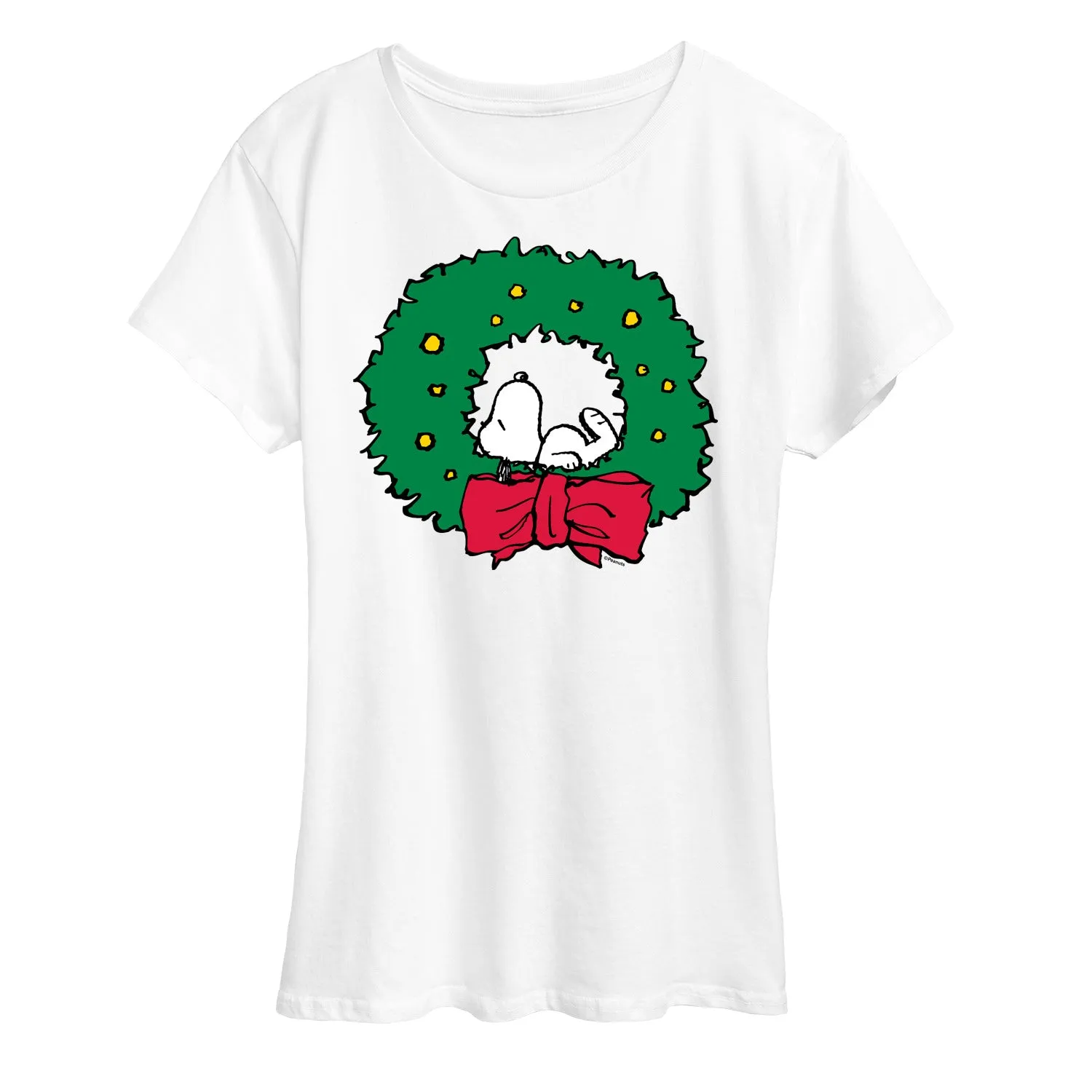 Peanuts - Snoopy Christmas Wreath - Women's Short Sleeve Graphic T-Shirt sold by Zulily product image thumbnail 2