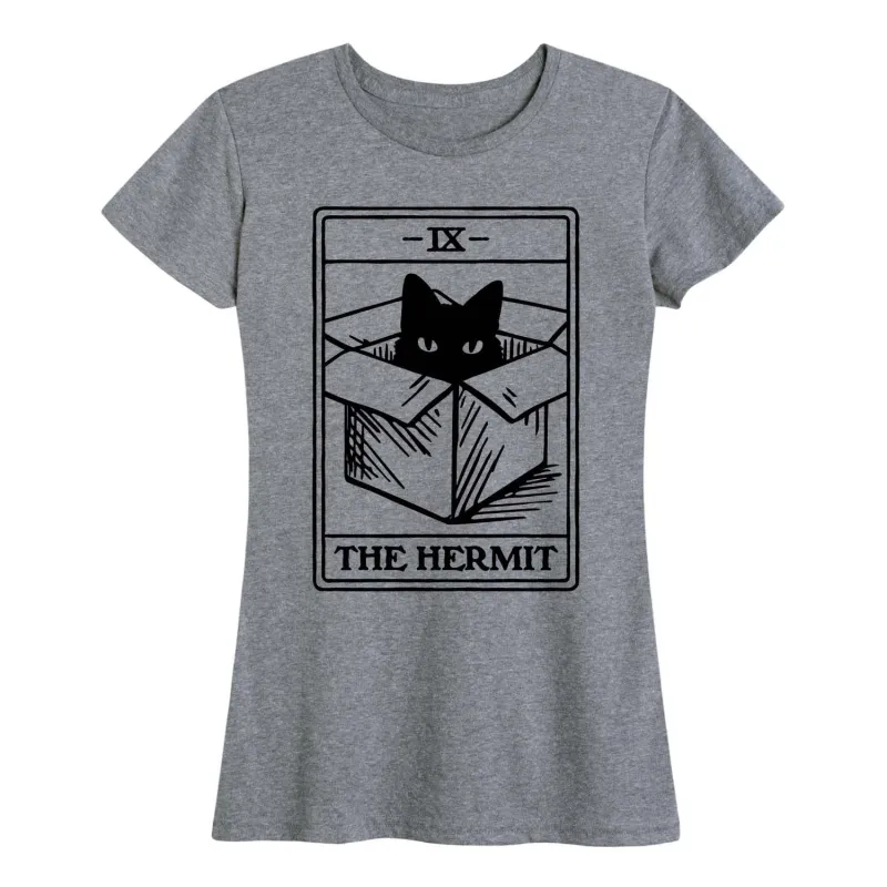 Instant Message - The Hermit Cat Tarot Card - Women's Short Sleeve Graphic T-Shirt sold by Zulily