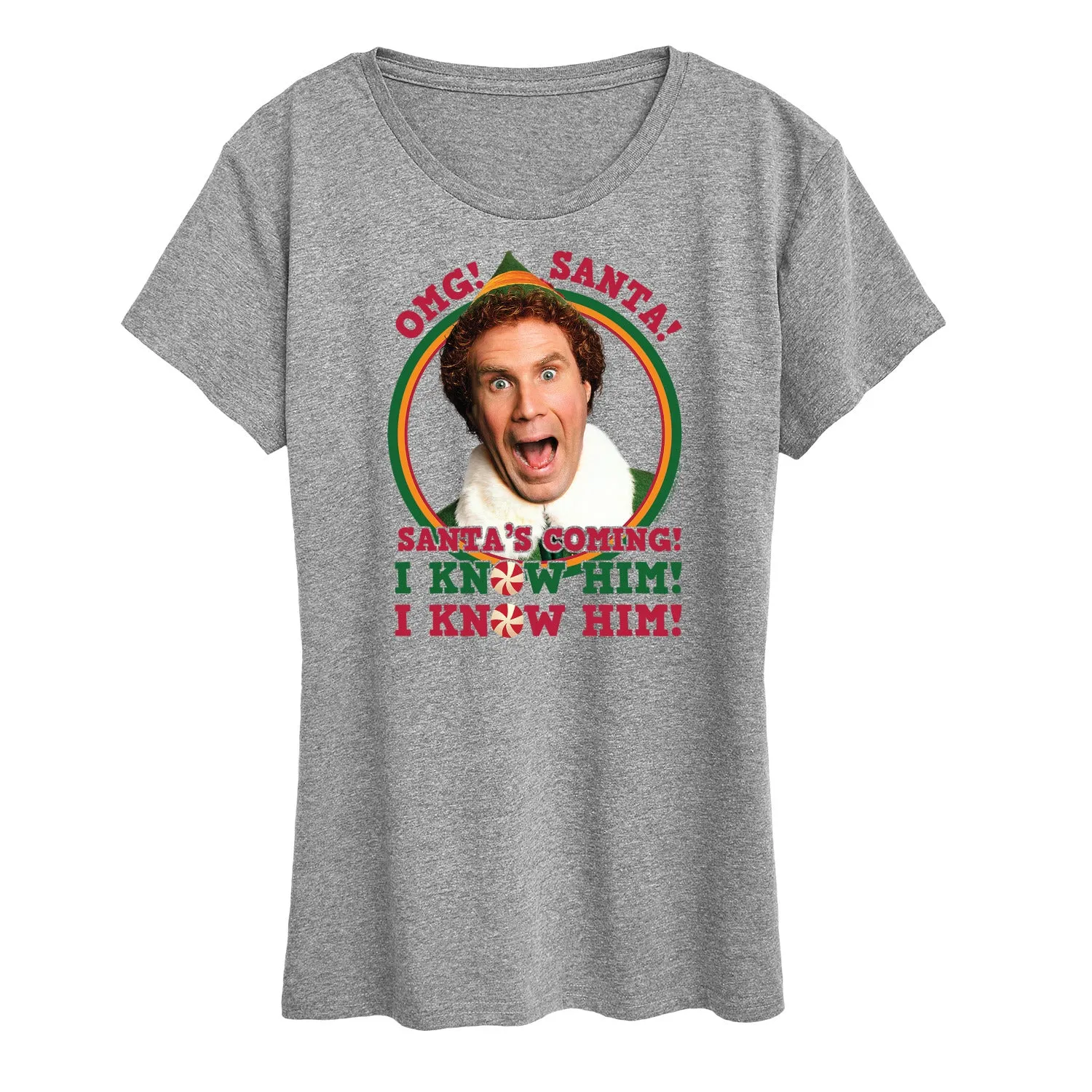 ELF - Christmas Omg Santa I Know Him - Women's Short Sleeve Graphic T-Shirt sold by Zulily product image thumbnail 2