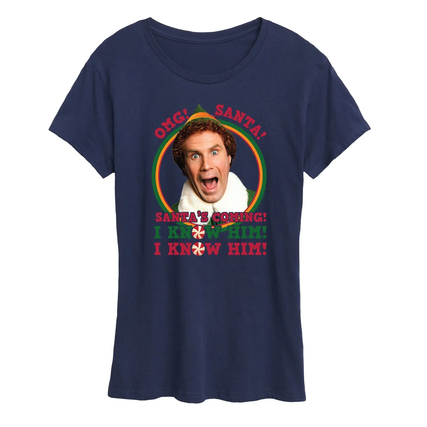 ELF - Christmas Omg Santa I Know Him - Women's Short Sleeve Graphic T-Shirt sold by Zulily product image thumbnail 3