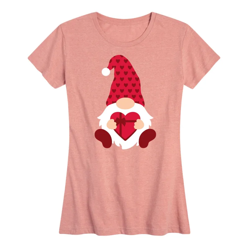 Instant Message - Valentine's Day Heart Chocolate Box Gnome - Women's Short Sleeve Graphic T-Shirt sold by Zulily