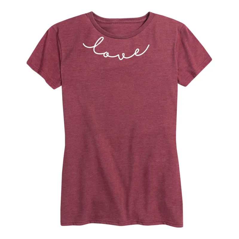 Instant Message - Valentine's Day Script Love - Women's Short Sleeve Graphic T-Shirt sold by Zulily