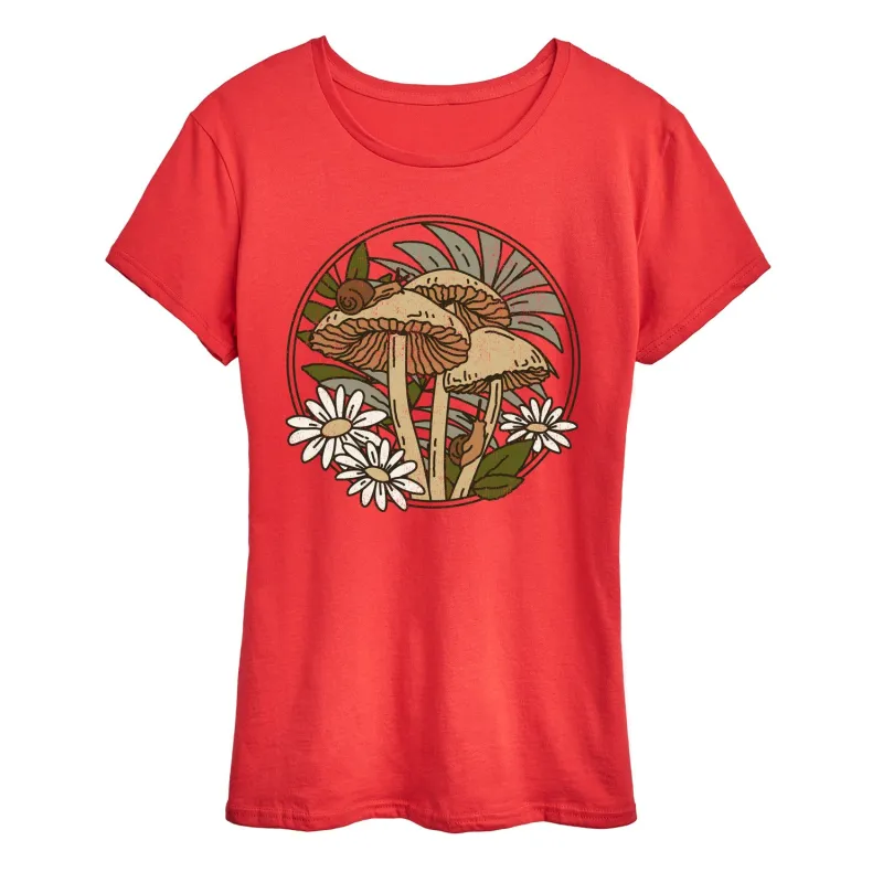 Instant Message - Spring - Mushrooms, Snails, & Daisies - Women's Short Sleeve Graphic T-Shirt sold by Zulily