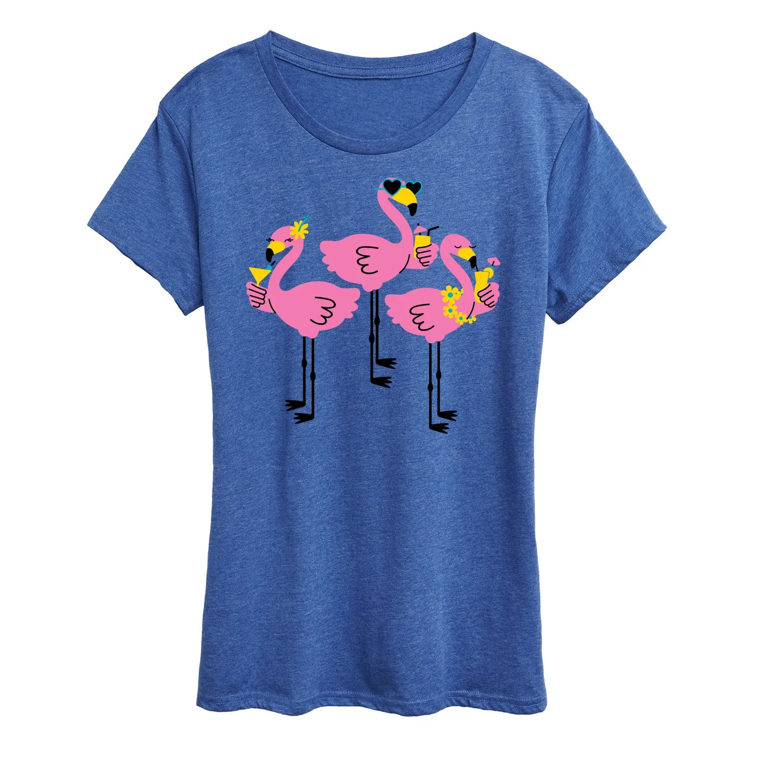 Instant Message - Three Flamingos Drinking - Women's Short Sleeve Graphic T-Shirt sold by Zulily product image thumbnail 2