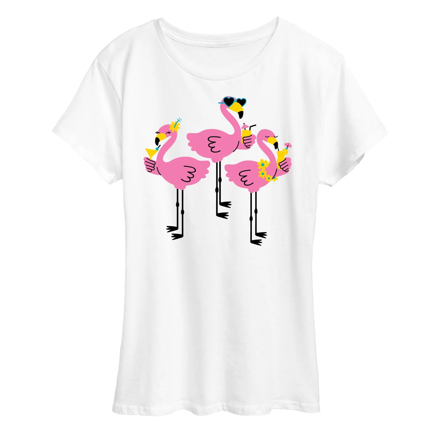 Instant Message - Three Flamingos Drinking - Women's Short Sleeve Graphic T-Shirt sold by Zulily product image thumbnail 3