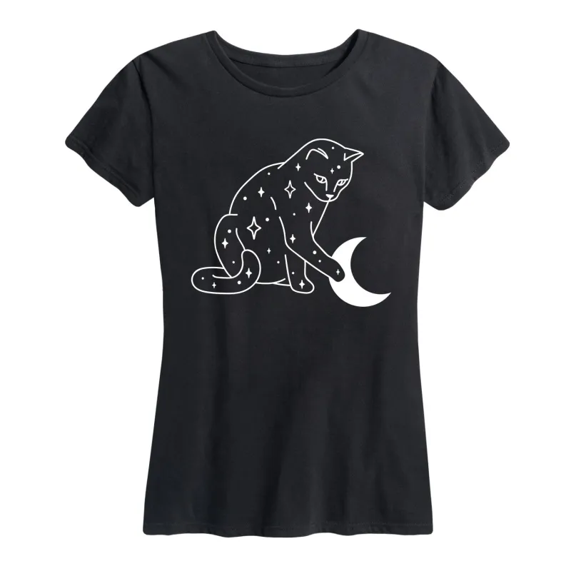 Instant Message - Starry Cat - Women's Short Sleeve Graphic T-Shirt sold by Zulily
