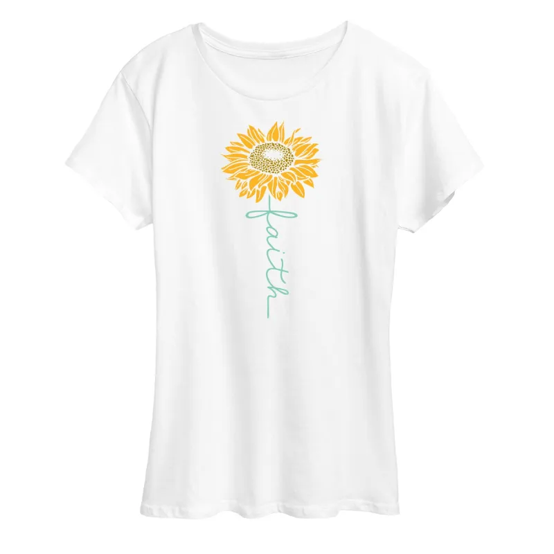 Instant Message - Faith Sunflower Stem - Easter - Women's Short Sleeve Graphic T-Shirt sold by Zulily