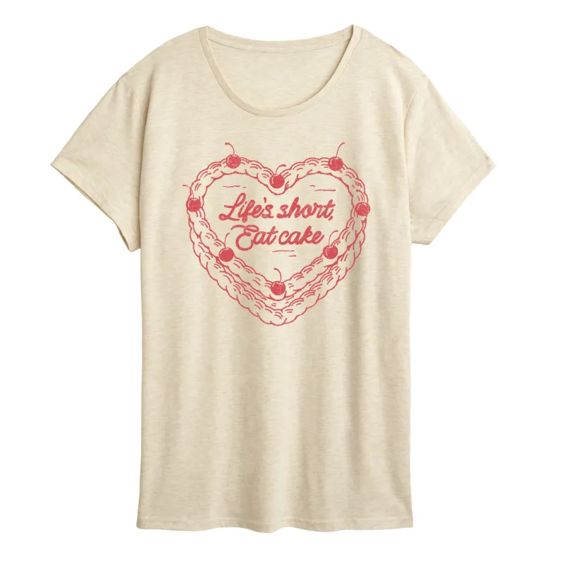 Instant Message - Eat Cake Heart - Women's SHORT SLEEVE Graphic T-shirt sold by Zulily