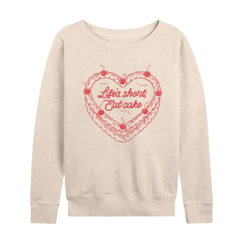 Instant Message - Eat Cake Heart - Womens Women's French Terry Long Sleeve Shirt sold by Zulily